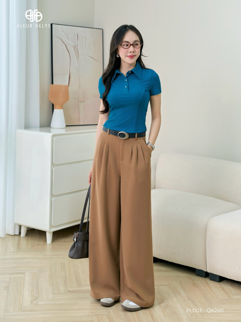 Áo Polo Cổ Nhọn Cúc Kiểu Phối Quần Xuông Tôn Dáng (PL003+QA240)
