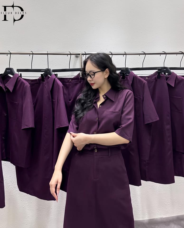 Set Sơ Mi Tím Cộc Tay - Tím - (BO160)