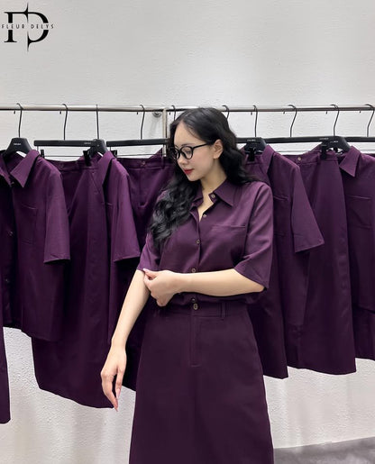 Set Sơ Mi Tím Cộc Tay - Tím - (BO160)