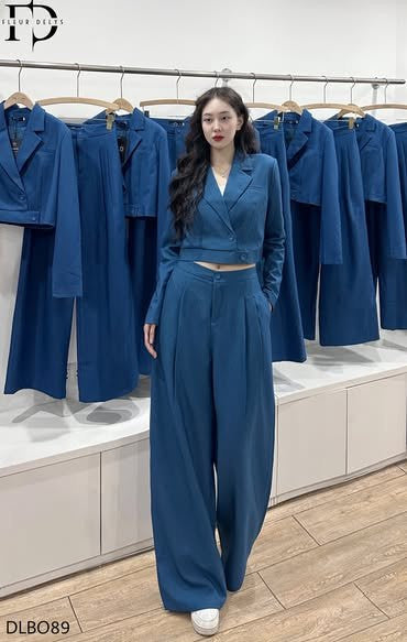 Set Vest Dáng Ngắn - Xanh da trời -(BO89)