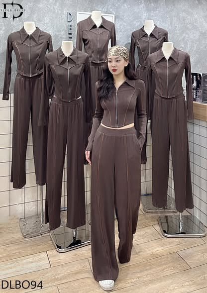 Set Thun Gân Viền Cam - Nâu -(BO94)