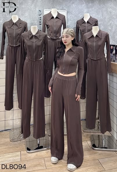 Set Thun Gân Viền Cam - Nâu -(BO94)