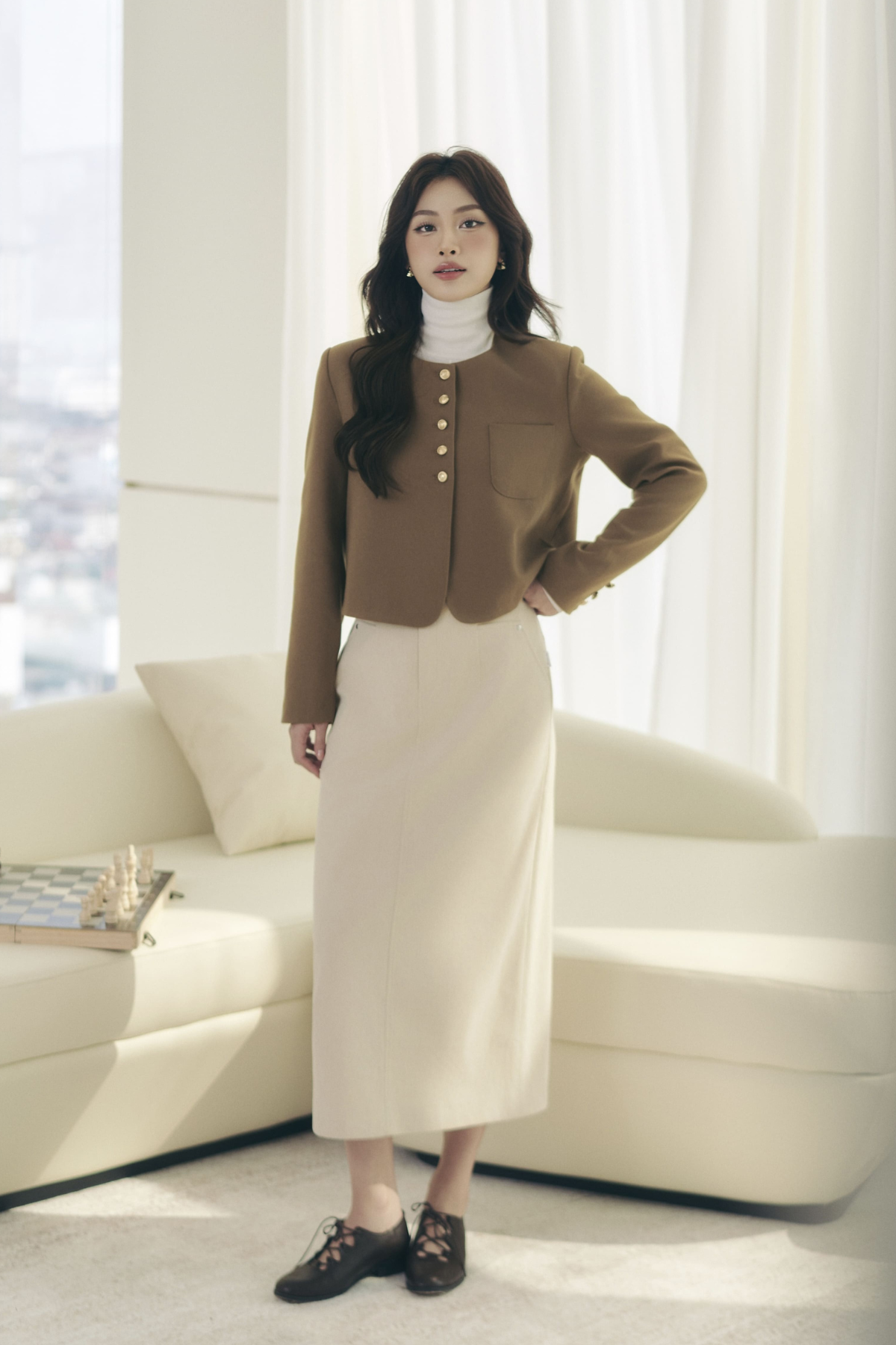Chân Váy Nhung Đinh Tán - Fleur Delys