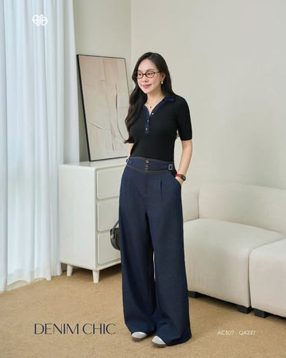 Áo Thun Tăm Cổ Bẻ - Đen - (TAC307)
