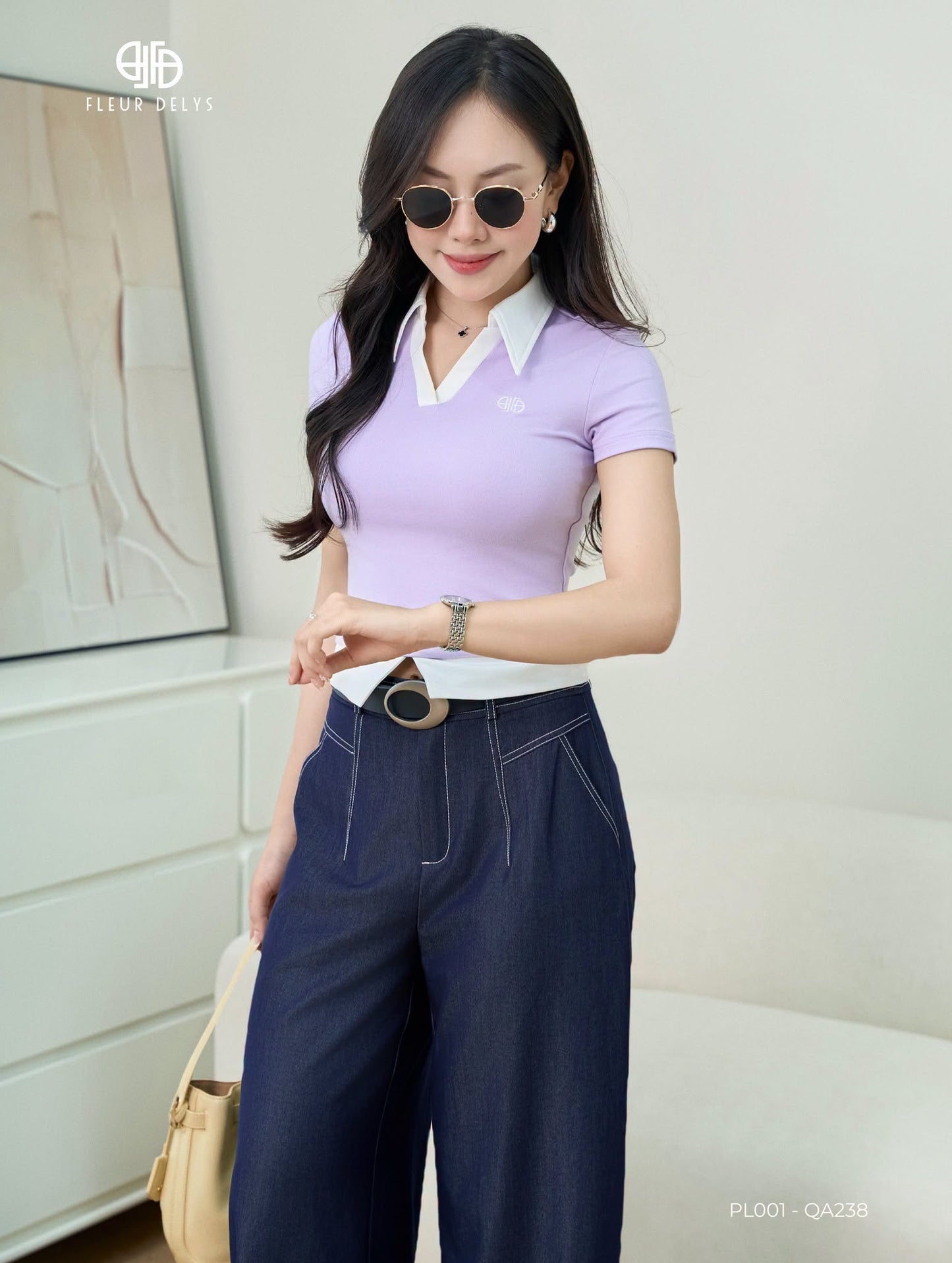 Quần Bò Lụa Gập Gấu LV - Xanh Bò (QA238)