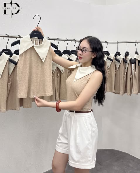 Áo Thun Tăm Phối Cổ Bản To - Nâu(AC252)