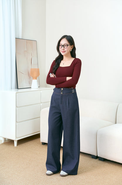Áo Cổ Vuông Dài Tay Thêu Gấu (AC349)
