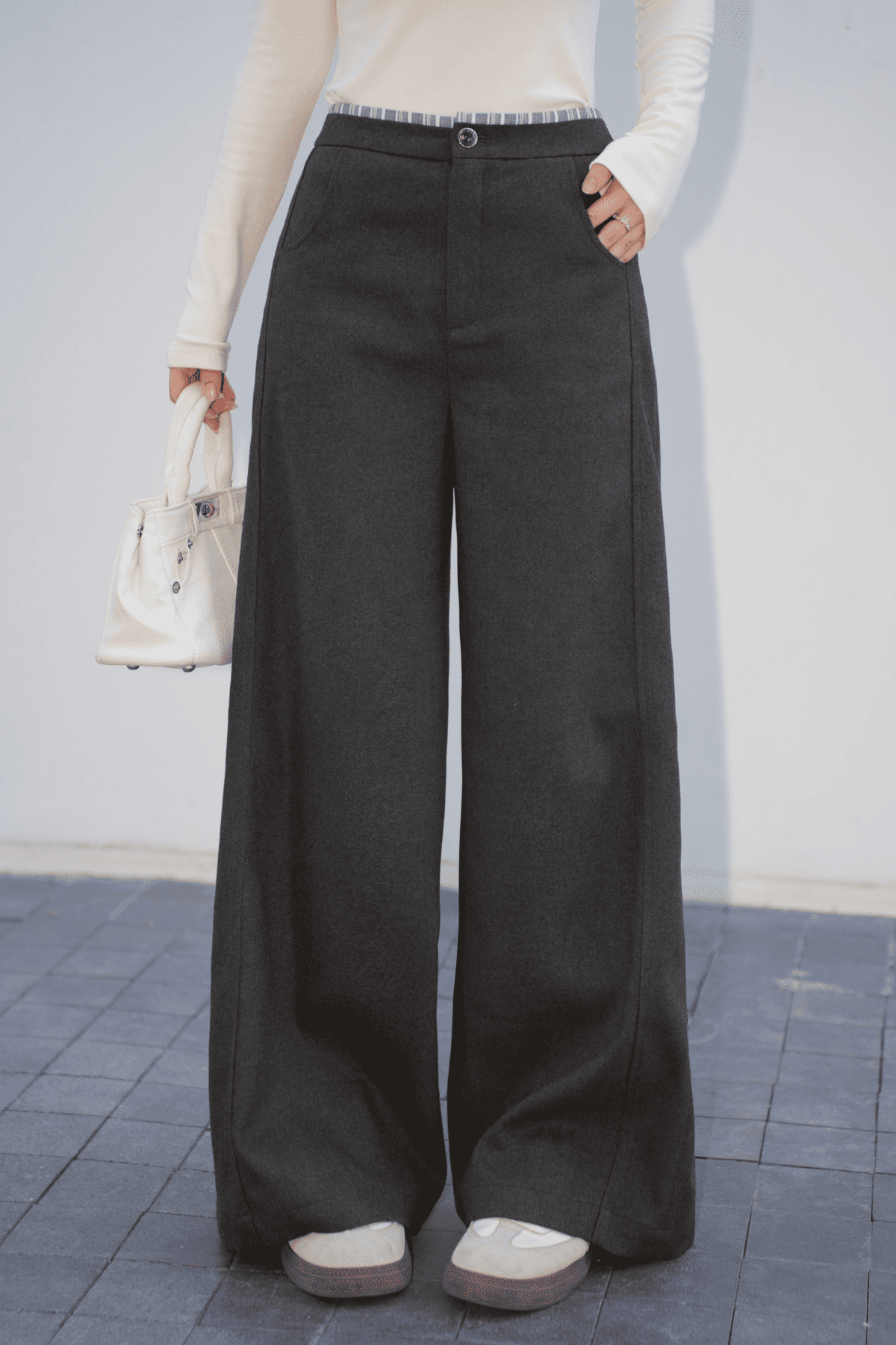 Quần Tex Dạ Phối Kẻ - Fleur Delys