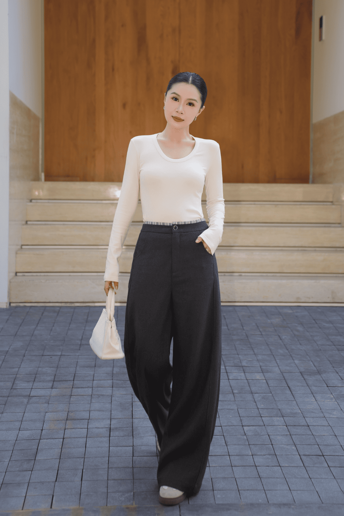 Quần Tex Dạ Phối Kẻ - Fleur Delys