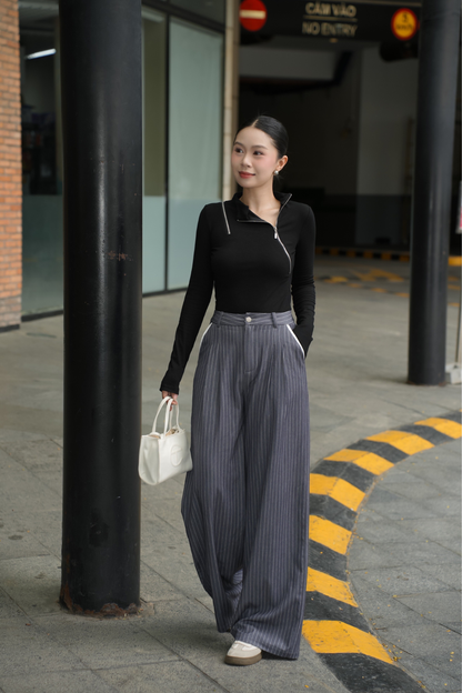 Quần Kẻ Túi Lé Trắng (QA203)