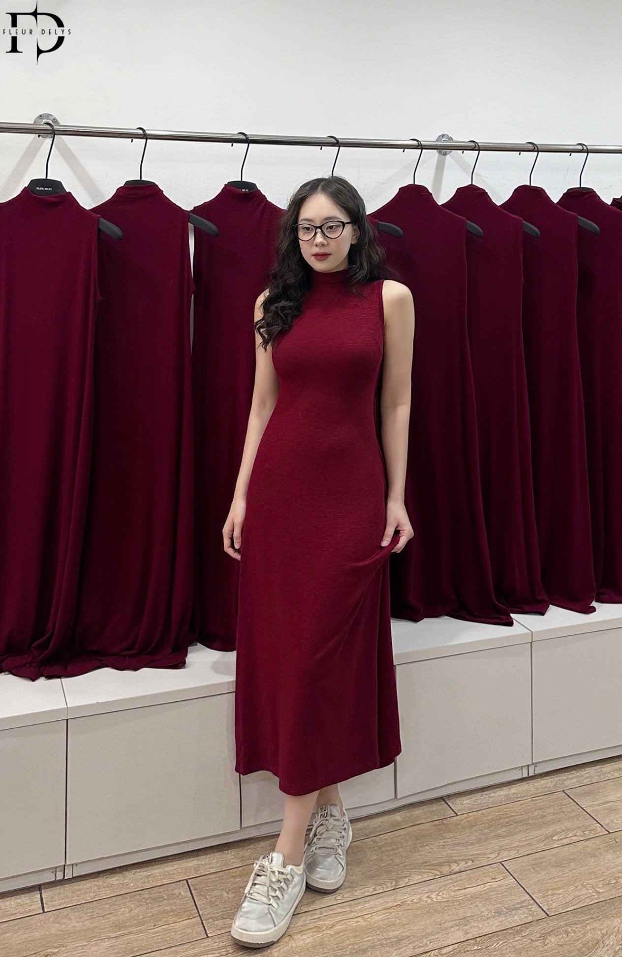 Váy Sát Nách Cúc Bọc - ĐỎ -(VA04)