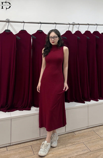 Váy Sát Nách Cúc Bọc - ĐỎ -(VA04)