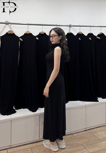 Váy Sát Nách Cúc Bọc - ĐEN - (VA04)
