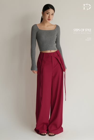 Áo Len Tăm Cổ Vuông Dài Tay - Ghi - (AL296)