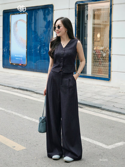 SET GILE BÒ RAYON PHỐI DÂY ĐAI - XANH THAN BO210