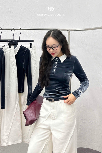 Áo Nhung Cúc Bọc - Fleur Delys