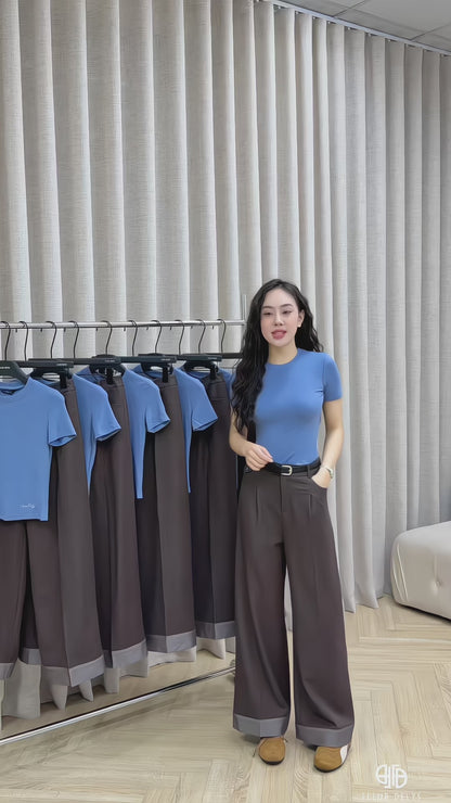 Áo Thun Thêu Gấu Phối Quần Bò Rayon Gấu 6 Phân (AC233-QA219)